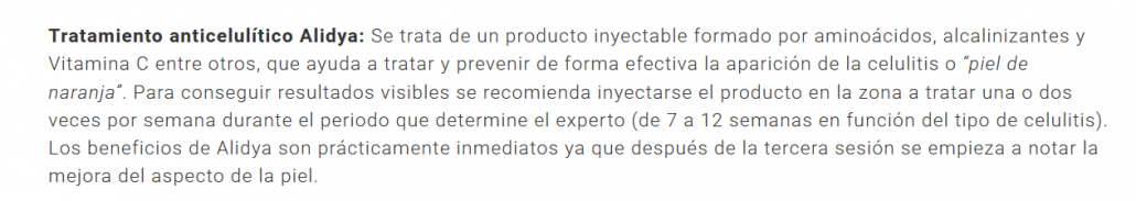 Alidya® tratamiento recomendado contra la celulitis en las mejores webs Alidya tratamiento recomendado contra la celulitis en las mejores webs